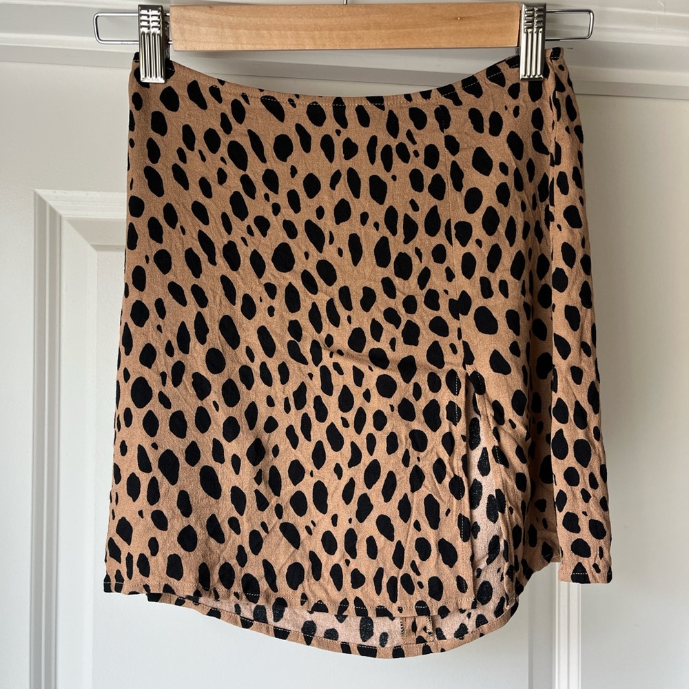 Reformation Tan and Black Mini Skirt